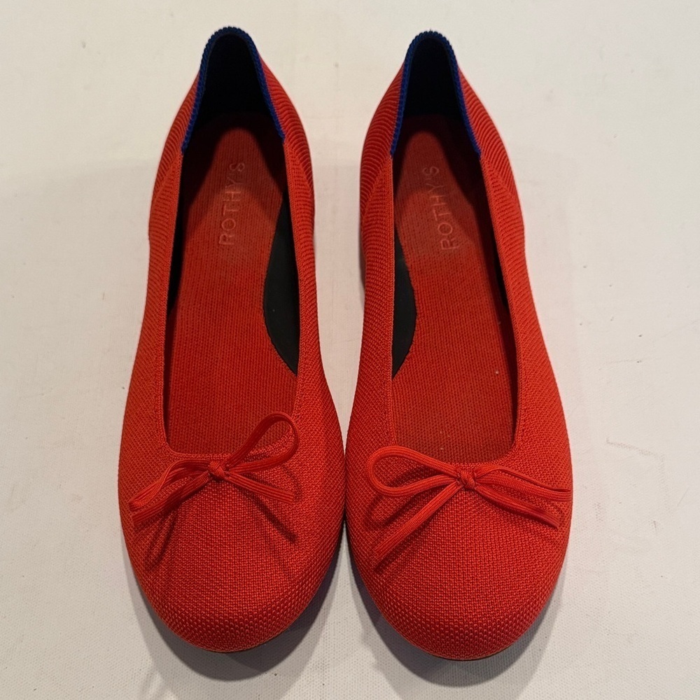 Rothy's Vibrant Red Flats with Bow Detail